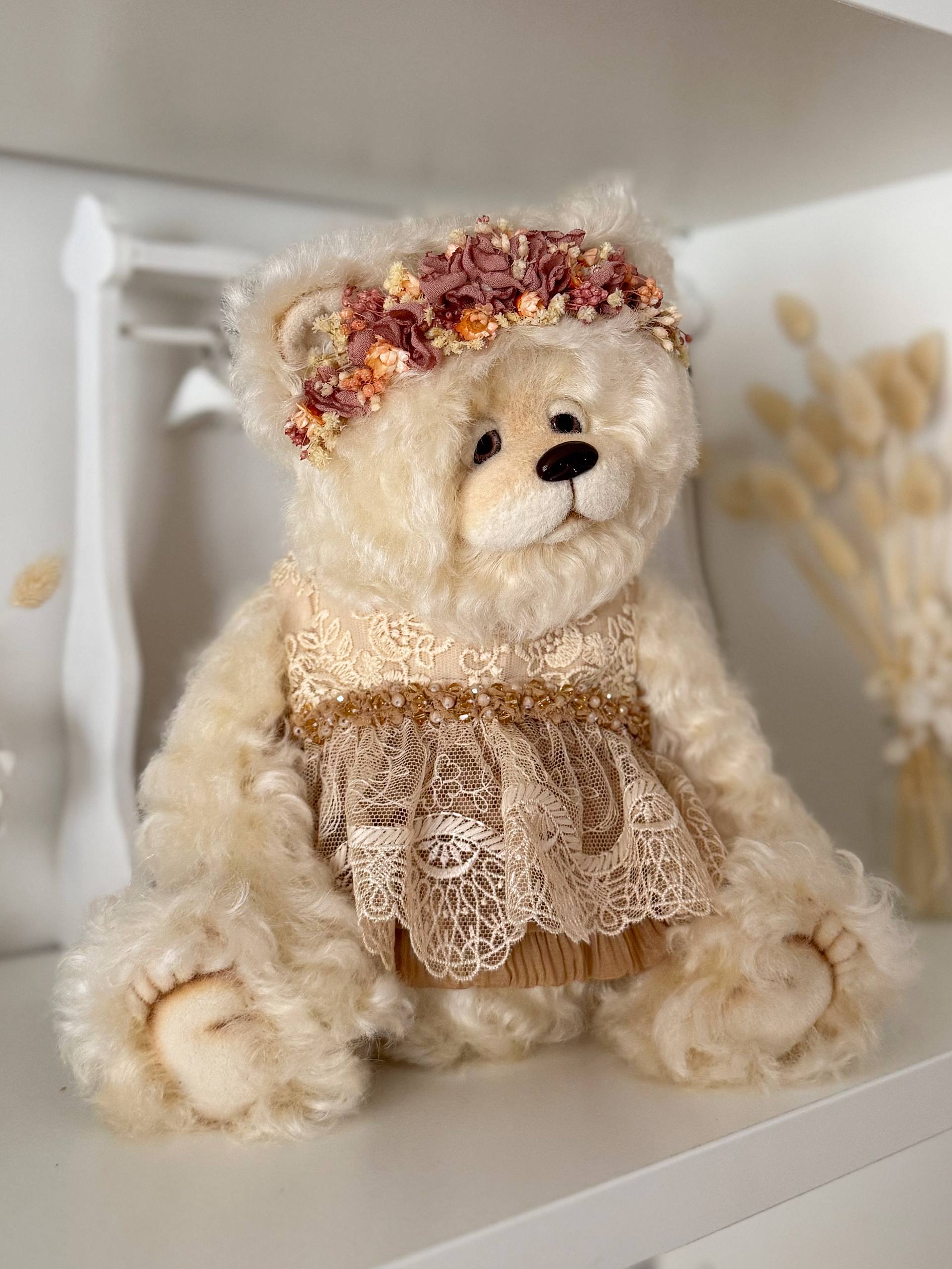 OOAK art bear Olivia by Povoroznyk.Teddy with Certificate of Authenticity, ready for shipping
