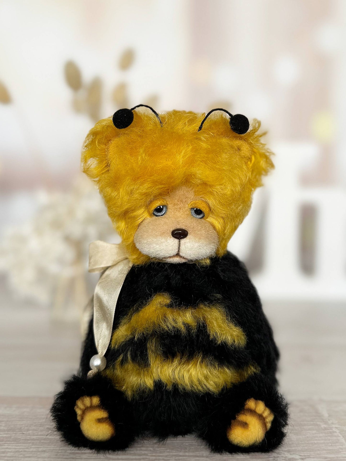 OOAK collectible teddy bear Little Sunny Bee by Povoroznyk.Teddy, last in bee series