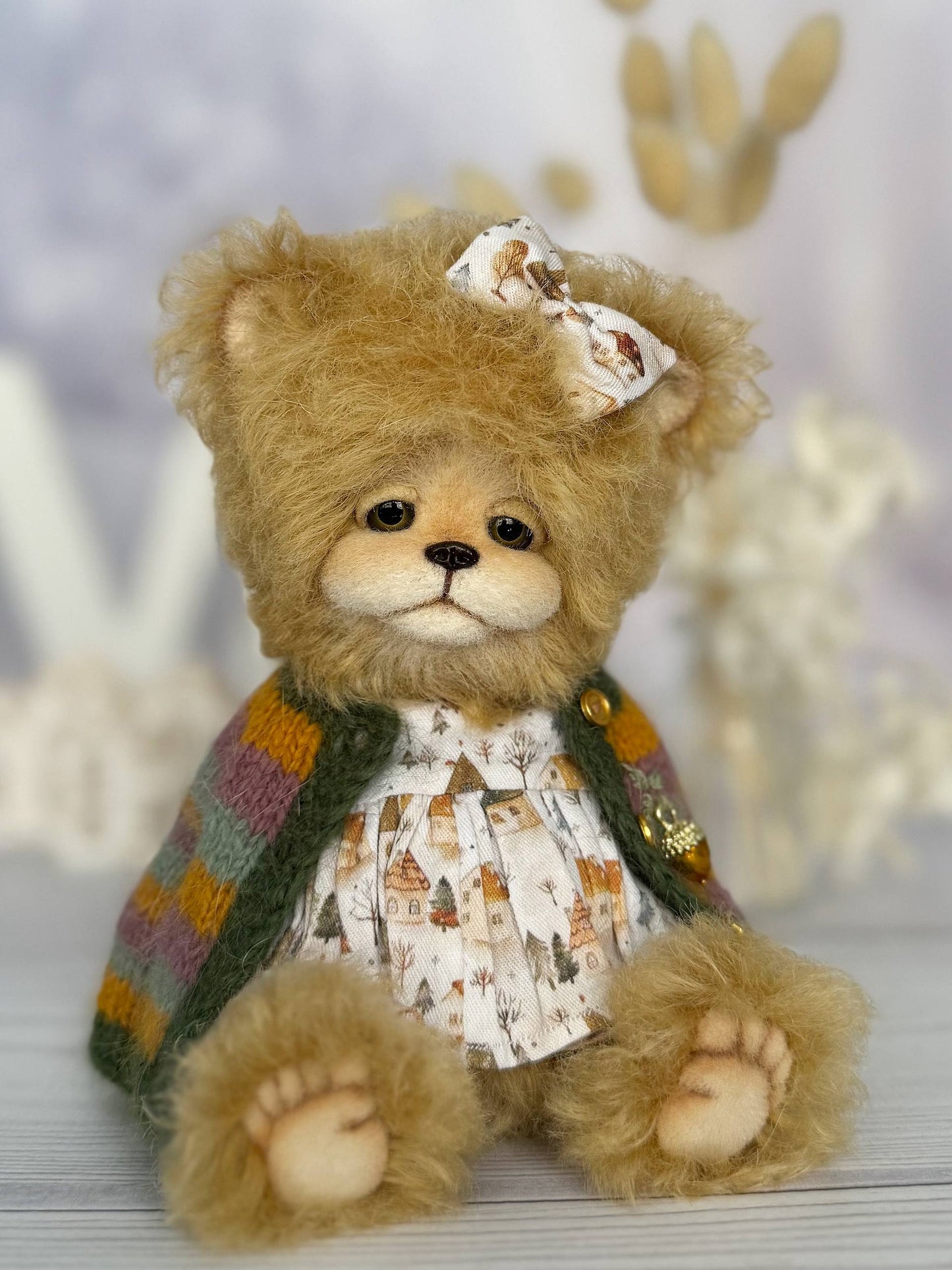 Elsa OOAK teddy bear - back view showing quality craftsmanship