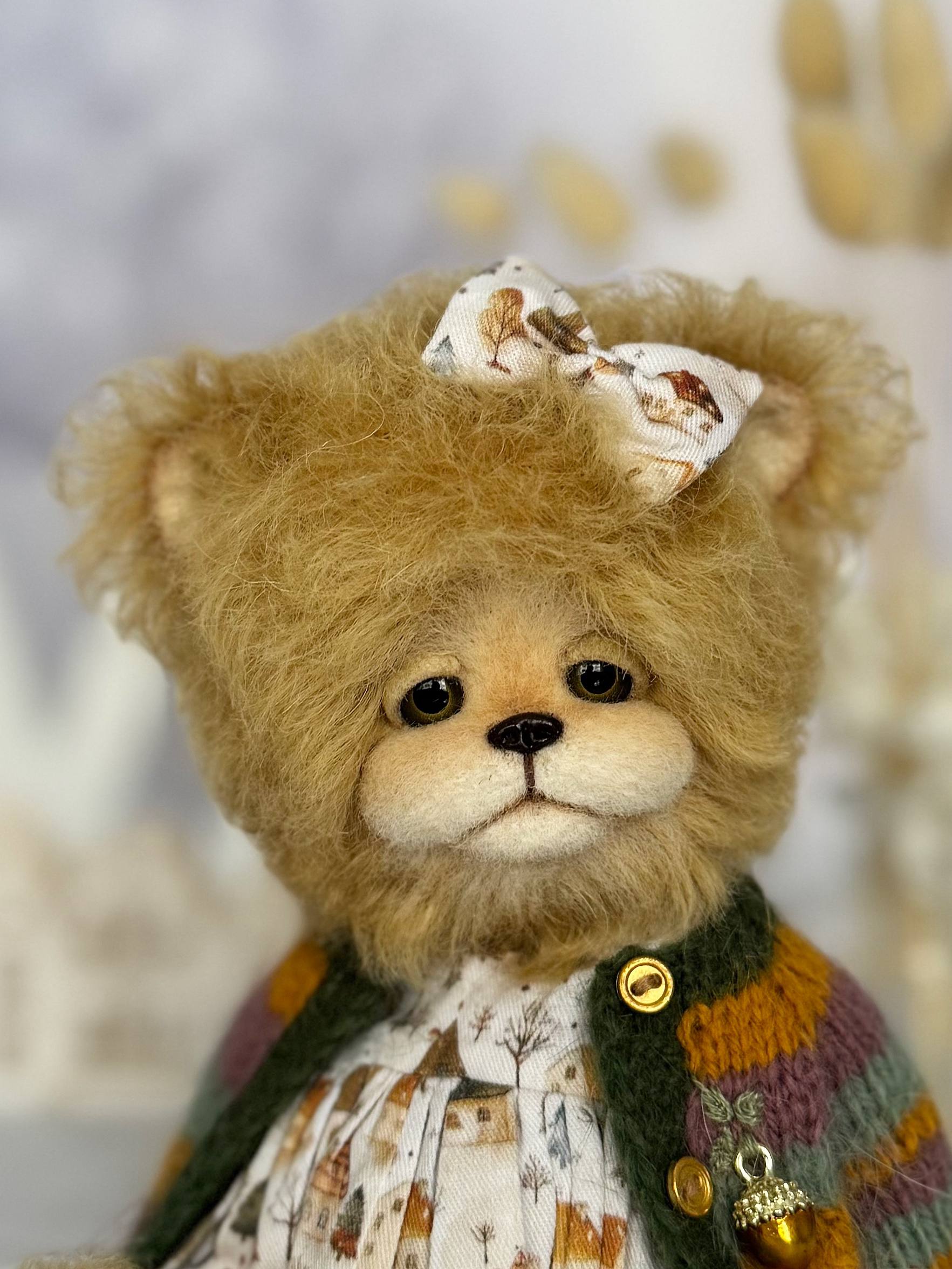 Handmade mohair teddy bear Elsa - unique OOAK collectible by Nataliya Povoroznyk